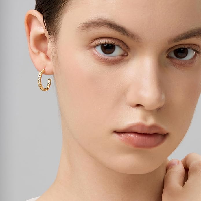 18K Gold Plated Huggie Hoop Earrings for Women, 925 Sterling Silver Post, Hypoallergenic Small Earrings
