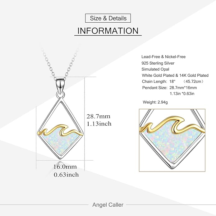 YAFEINI Sterling Silver Ocean Wave Necklace Abalone Shell Wave Pendant Ocean Jewelry Beach Gifts for Women (Abalone shell)