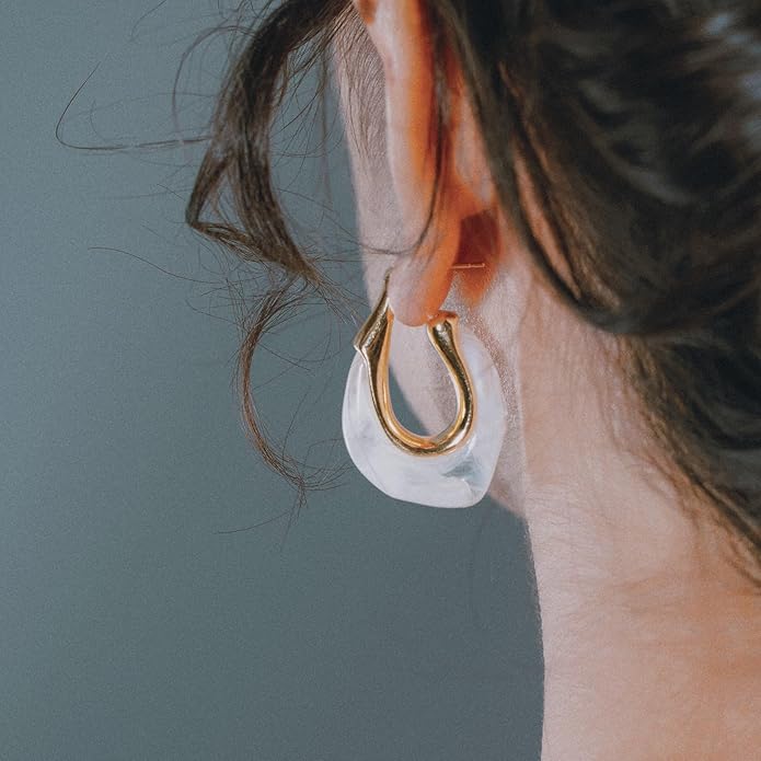 Acrylic Hoop Earrings Chunky Huggie Statement Vintage Earrings Cute Resin Drop Earring Trendy Jewelry Gifts for Women