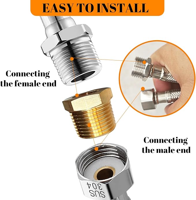 2 Pcs Brass Bushing 1/2" Male to 1/4" Female, 1/2" to 1/4" NPT Adapter Hex - Image 6