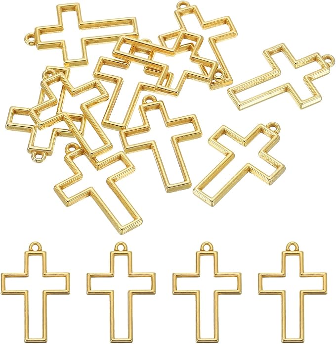PATIKIL Alloy Open Back Bezel Pendants, Cross Shape Hollow Resin Pendant Frame for DIY Crafts Earrings Necklace Bracelet Making
