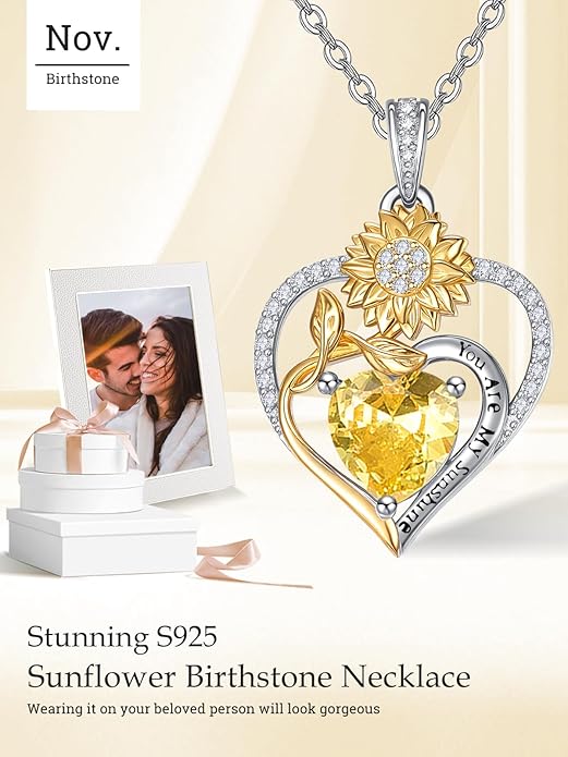 Valentine's Day Gifts for Wife 925 Sterling Silver Double Birthstone Pendant Necklaces I Love You for Always and Forever Necklace Anniversary Birthday Gifts for Wife Girlfriend Mom Her