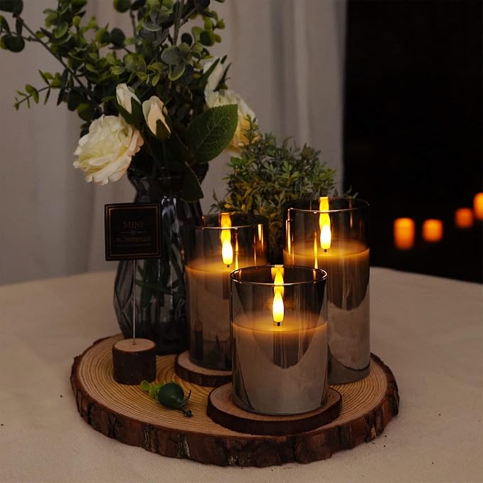 Amagic Gray Glass Flameless LED Candles Battery Operated - Image 4
