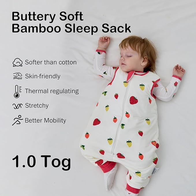 BubblePanda Rayon Made from Bamboo Toddler Sleep Sack with Feet 24-36 Months 1.0 Tog Ultra Soft Toddler Sleeping Sack 2t-3t Sleep Bag Walker Quilted Wearable Blanket with Legs 2-Way Zipper Lightweight