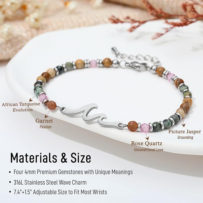 TONY & SANDY Friend Gifts for Women, Unique Valentine's Day Gifts for Her, Sister Gifts from Sister, Wave Bracelet, Christmas Birthday Gifts for Women, Bestie Friendship Bracelets
