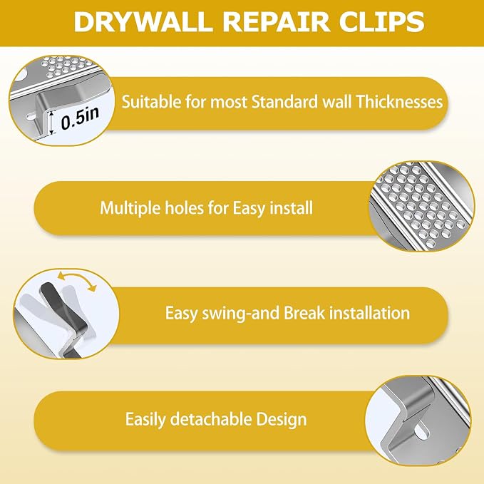 10 Pack Drywall Repair Clips, 1/2 inch Drywall Fastener Clip - Image 3