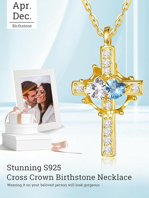 Valentine's Day Gifts for Wife 925 Sterling Silver Double Birthstone Pendant Necklaces I Love You for Always and Forever Necklace Anniversary Birthday Gifts for Wife Girlfriend Mom Her
