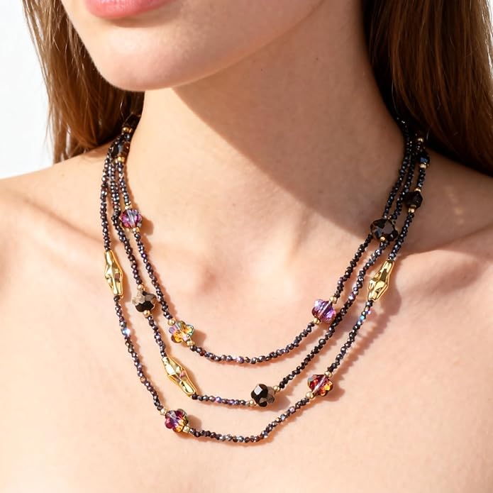 Boho Layered Necklaces For Women Western Turquoise Natural Stone Jewelry For Women Statement Beaded Necklace For Women Dainty Chain Necklace Stack For Women Unique And Unusual Gifts
