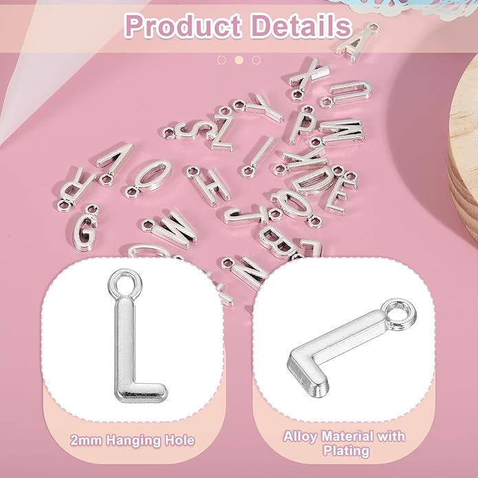 uxcell Letter Charm, Alloy Letter Initial Alphabet Charm for DIY Crafts Jewelry Making Bracelet Earrings Necklace