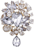 LAXPICOL Vintage Wedding Bridal Big Blue Crystal Rhinestone Tear drop Brooch Pin for Women