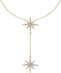 Savlano 14K Gold Plated Cubic Zirconia Round Cut Starburst 18 Inches Pendant Chain Necklace For Women