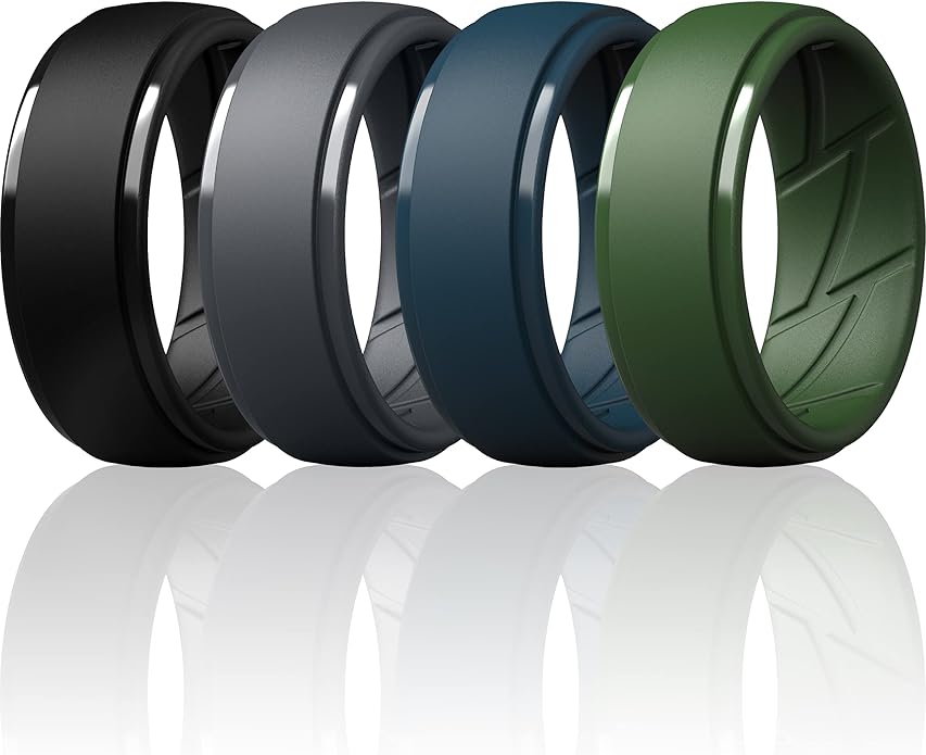 ThunderFit Men's Silicone Rings 10mm Wide 2.5mm Thick Rubber Bands, Breathable, Variety Multipack 1-10