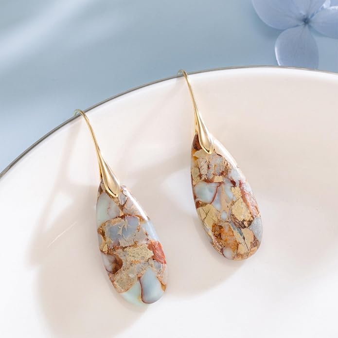 SELOVO Stone Fishhook Dangle Drop Earrings Statement Earrings for Women Stone