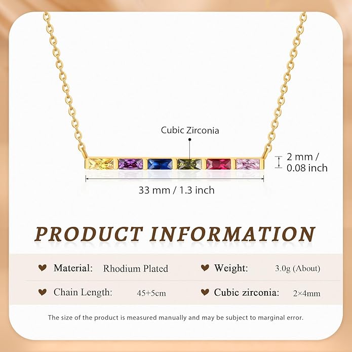 Wendy Made Personalized 1-6 Birthstone Necklace for Women — Custom Dainty Jewelry with Adjustable Chain for Mother’s Day, Birthday, Anniversary & Christmas Gifts