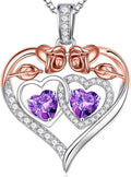 Iefil Valentines Day Gifts for Her - 925 Sterling Silver Rose Heart Necklaces for Women, Anniversary Birthday Gifts for Wife Girlfriend Mom