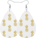 Golden Pineapples Fashion Leather Teardrop Ear Rings Tropical Summer Fruit Pineapple Leather Leaf Earrings Jewelry For Women Friends