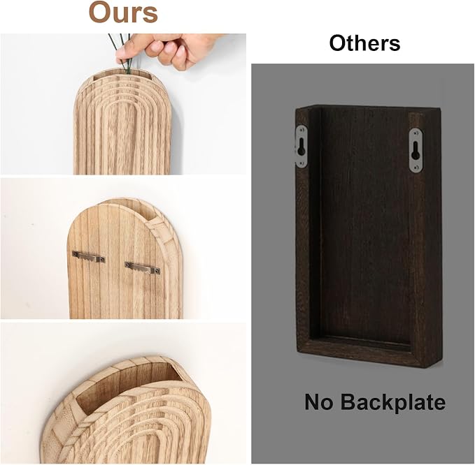 Handmade Wooden Wall Vases Set of 2 - Image 5