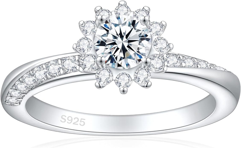 Elspeth 925 Sterling Silver Engagement Ring for Women Oval/Radiant/Pear/Princess/RoundCut Cubic Zirconia Promise Ring Size 4-10