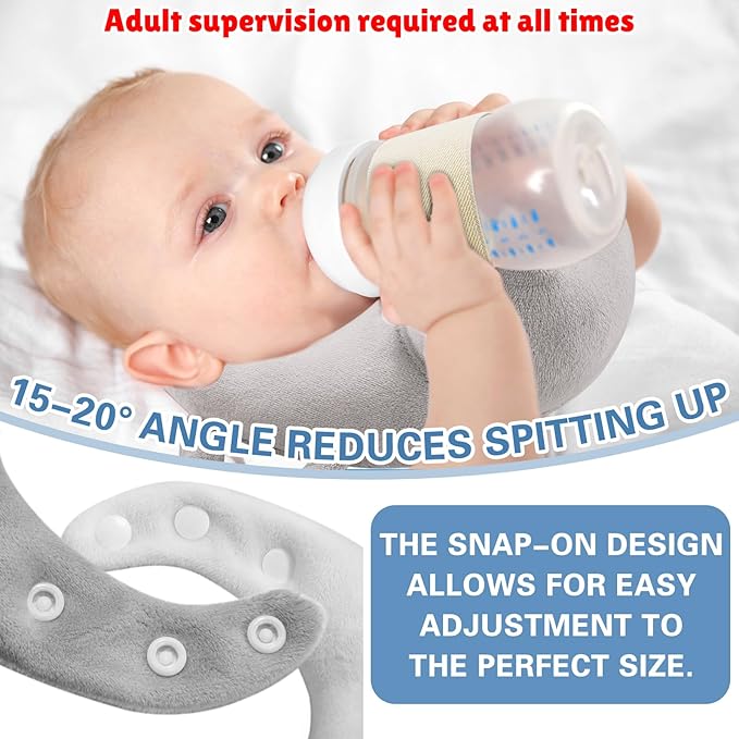 kornsurte Bottle Holder Pillow, Ergonomic Bottle Feeding & Breastfeeding Pillow,Nursing Support Cushion for Mom, Reduce Strain on arms and Back (Grey)