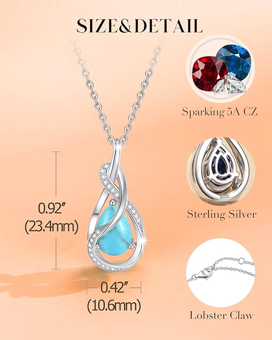 FANCIME TimelessTie Birthstone Necklace for Women White Gold Plated Sterling Silver Ribbon Design Jewelry Knot Pendant Fine Jewelry Gemstone Birthday Graduation Anniversary Valentines Day Gifts for Women Wife Mother Her