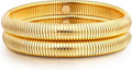 Gold Bangle Bracelets For Women Non Tarnish 14k Gold Plated Stackable Chunky Gold Bracelet Set Stretch Trendy Elastic Snake Chain Bracelet
