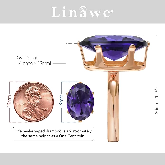 Linawe Cubic Zirconia Imitation Diamond Moissanite Rings for Women, 14K Gold/Rose Gold/Silver Adjustable Chunky Ring, Costume Rhinestone Jewelry for Wedding Engagement