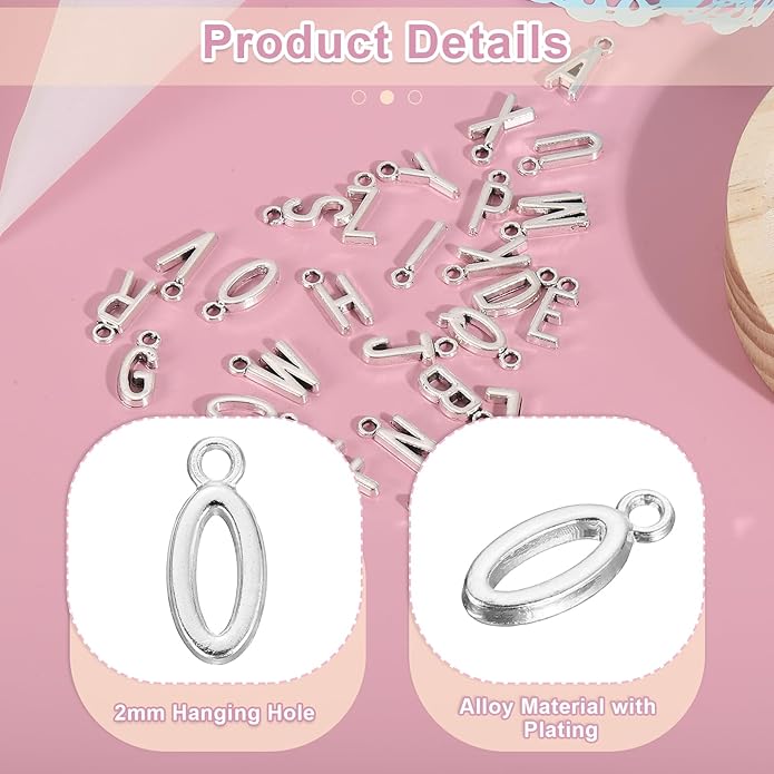 uxcell Letter Charm, Alloy Letter Initial Alphabet Charm for DIY Crafts Jewelry Making Bracelet Earrings Necklace