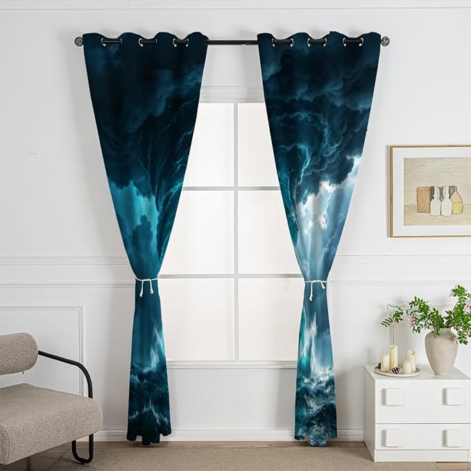 Ocean Storm Curtains 2 Panels - Image 2