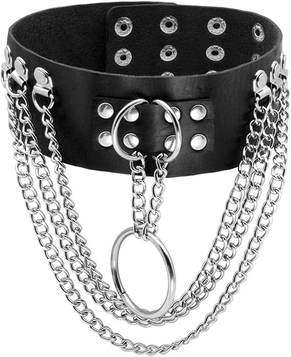 Eigso Vintage Punk Goth Studded Rivet Pu Leather Collar Choker Necklace with Spikes Adjustable