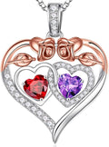 Iefil Valentines Day Gifts for Her - 925 Sterling Silver Rose Heart Necklaces for Women, Anniversary Birthday Gifts for Wife Girlfriend Mom