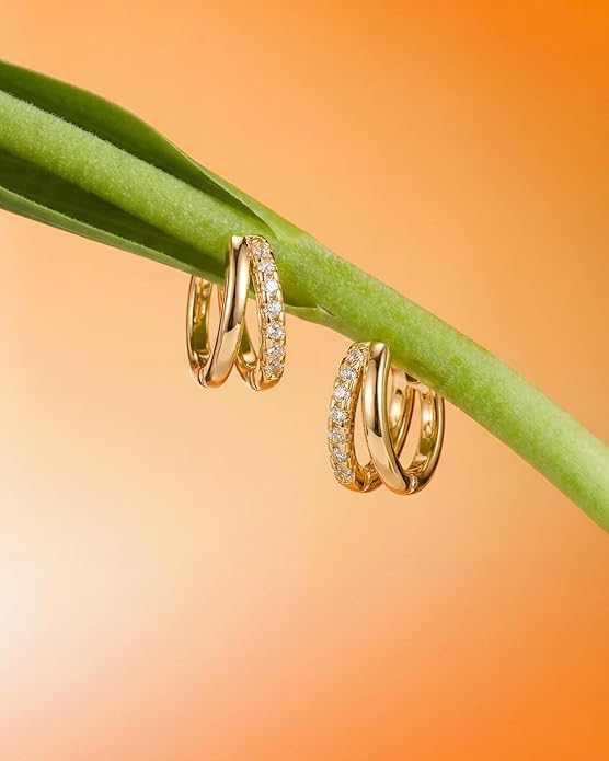 Gold Hoop Earrings for Women,14K Gold Plated Huggie Hoop Earrings for Gift