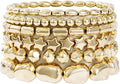 Gold Plated Beaded Bracelets for Women Trendy, 14K Gold Plated Stack Cross Pearl Gold Plated Bead Stretch Bracelets Set Elastic Hypoallergenic Bracelets Jewelry Gifts