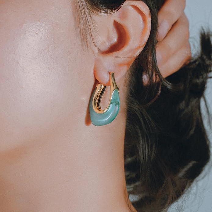 Acrylic Hoop Earrings Chunky Huggie Statement Vintage Earrings Cute Resin Drop Earring Trendy Jewelry Gifts for Women
