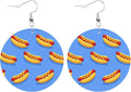 Swono Dinosaurs Round Faux Leather Earrings for Women Adorable Funny Cartoon Dragon Animal Tree Funny Lightweight Double-Side Printed Drop Dangle Earring for Birthday Party Gift