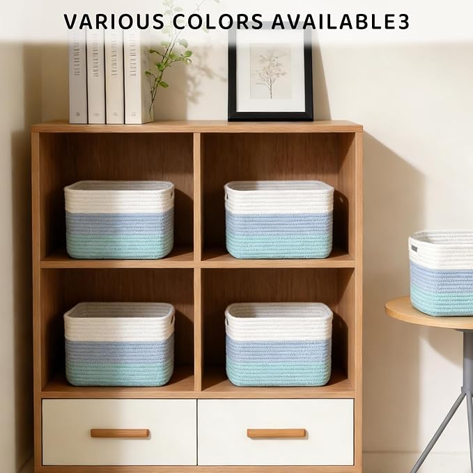 4 Pack Storage Baskets for Organizing, and Clothes, Cotton Rope Basket for - Image 4