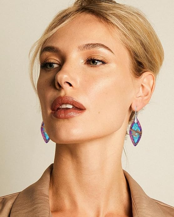 Natural Stone Earrings Multishape Dangle Drop Earrings Boho Stone Earring for Women