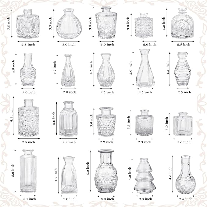20 Pcs Clear Glass Bud Vases, Small Vintage Bud Vase Set - Image 7