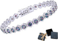 Birthstone Tennis Bracelets for Women Birthday Gifts 925 Sterling Silver Hexagon White Gold Bracelets Round Cut 5A Cubic Zirconia Prong Setting 7 Inch Anniversary Jewelry Gift