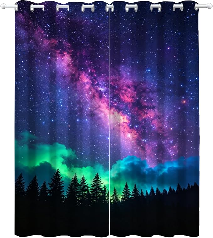 Fluorescent Forest Curtains for Bedroom Blackout, Grommet Black Out Drapes 84 - Image 2