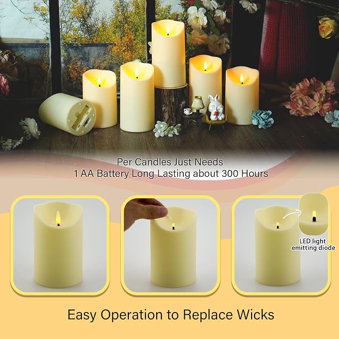 Nimiko Flameless Candles with Remote, Battery Operated Flickering Flameless - Image 5