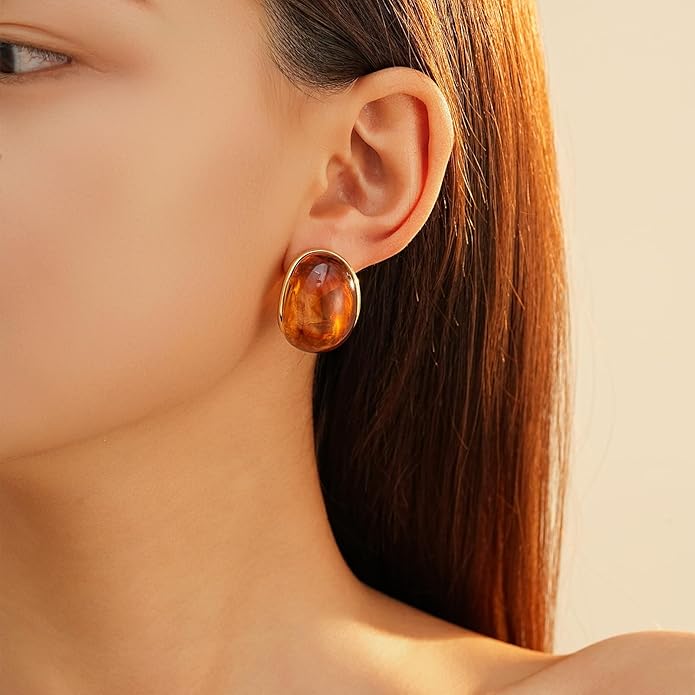 Acrylic Hoop Earrings Sterling Silver Lucite Clear Resin Rectangle Transparent Hoops for Women
