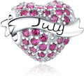 Birthstone Charms 925 Sterling Silver Love Heart Beads Fit Pandora Charms Bracelet, Fit Mother's Day Christmas Birthday Gift