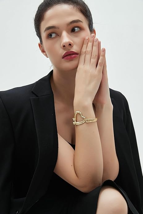 Gold Cuff Bracelet for Women Silver Beaded Bracelets Open Bangle Stackable Stretch Bead Bracelet Boho Jewelry Gifts for Wife Couple