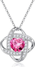 Iefil Valentines Gifts for Her Wife - 925 Sterling Silver Love Knot Birthstone Necklace, Anniversary Birthday Gifts for Women, Jewelry Gifts for Wife Mom Girlfriend