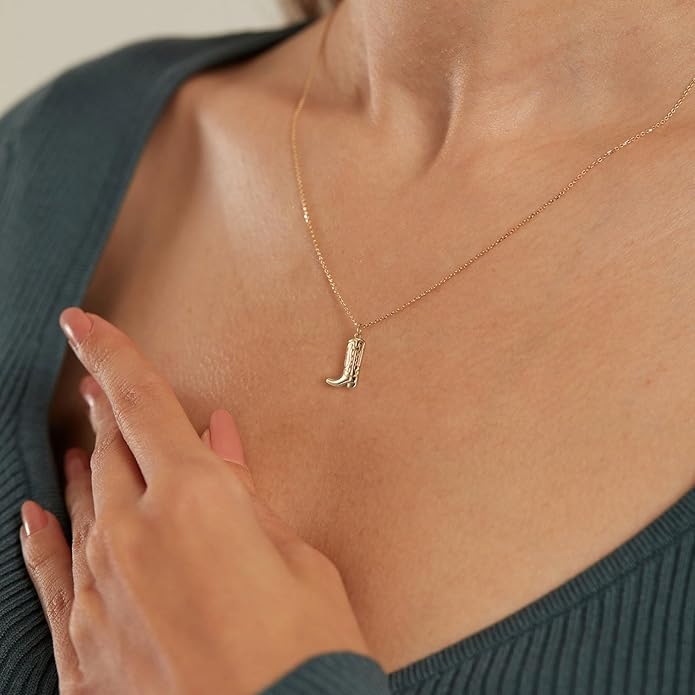 14K Gold Plated Dainty Pendant Butterfly Bead Boot Bee Baseball Flower Compass Airplane Heart Hummingbird Tree Necklace Simple Jewelry Gift for Women