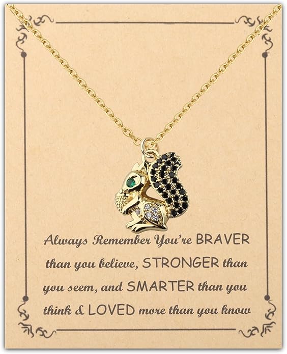FUSTMW Squirrel Pendant Necklace Gifts for Squirrel Lovers Jewelry Squirrels Inspired Gifts for Women Forest Animal Gift