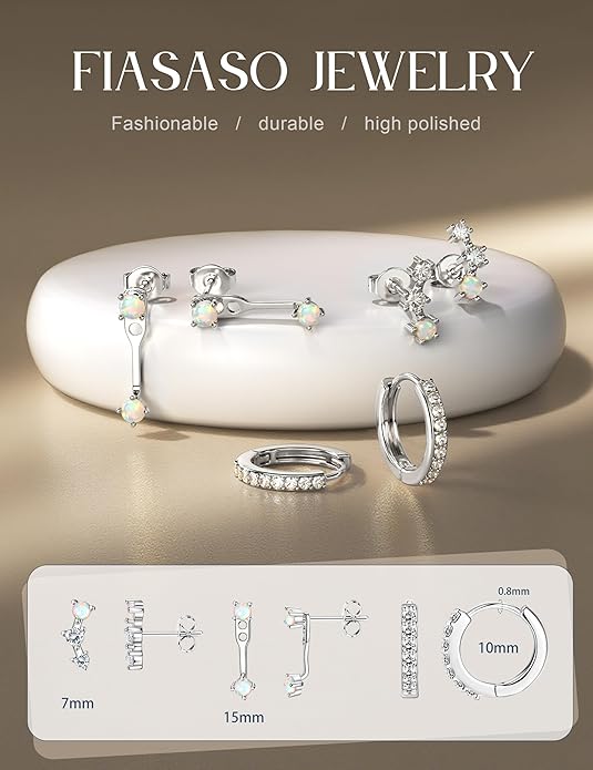 FIASASO 3 Pairs 925 Sterling Silver Hypoallergenic Earrings for Women Trendy - 14K Gold Plated Stud Hoop Cartilage Earrings Set Small Earring Stacks for Sensitive Ears Non Tarnish Dainty Silver Earring