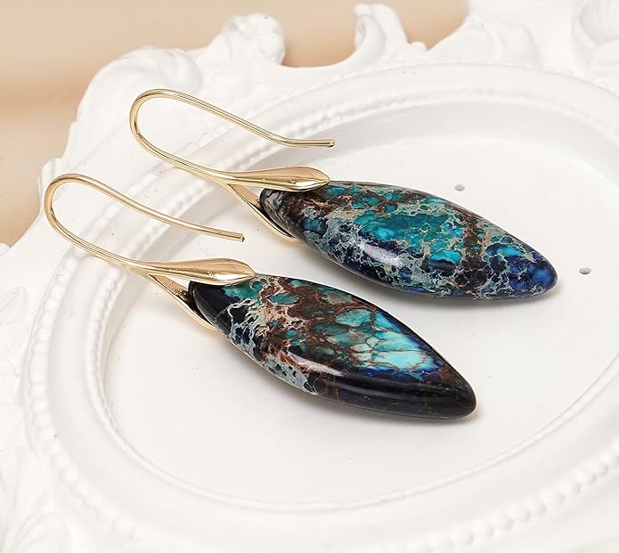 Natural Stone Earrings Multishape Dangle Drop Earrings Boho Stone Earring for Women