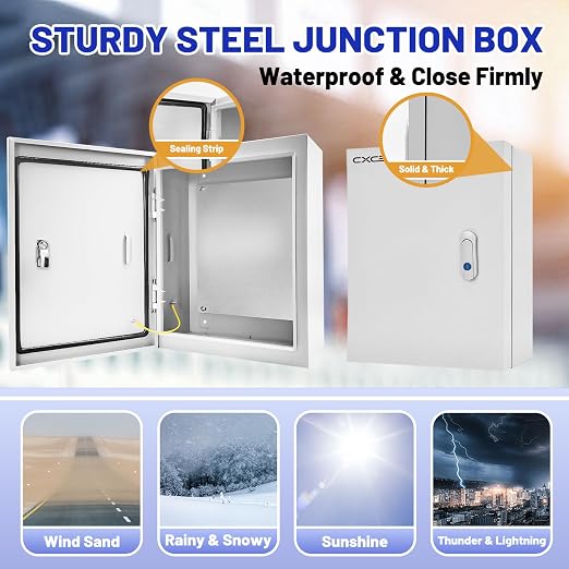 Electrical Junction Box 20x16x6, NEMA 4X IP66 Steel Enclosure Box | 1.5mm steel - Image 3