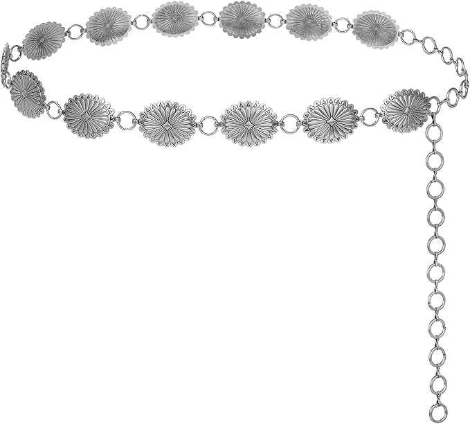 FIORETTO Metal Waist Chain Link Belt for Women Western Cowgirl Boho Turquoise Belts for Dress Jeans Country Concert Outfit